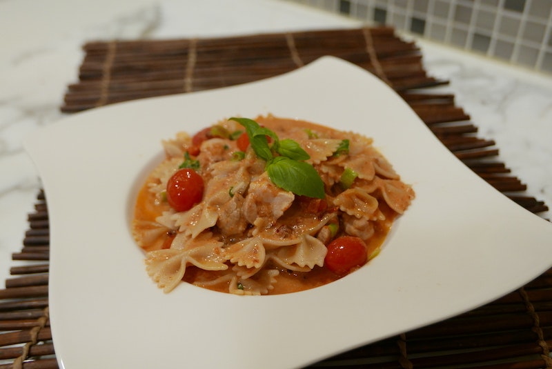 Sun dried tomato pasta with placemat