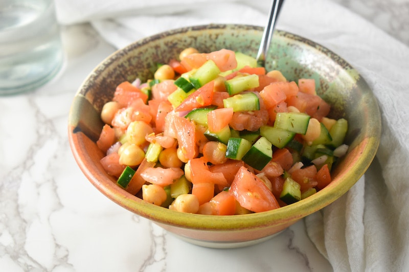 Tomato cucumber chickpea salad